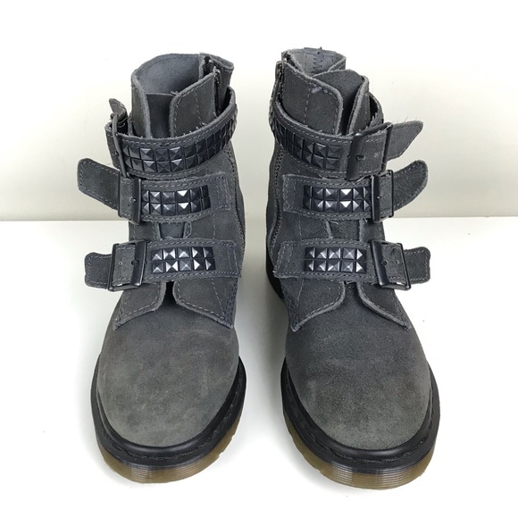 Dr. Martens Shoes - RARE Dr. Martens Hayley Studded Gray Suede Boots 5